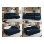 Narożnik KIRASSO L - uniwersalny - ciemnoniebieski, welwet