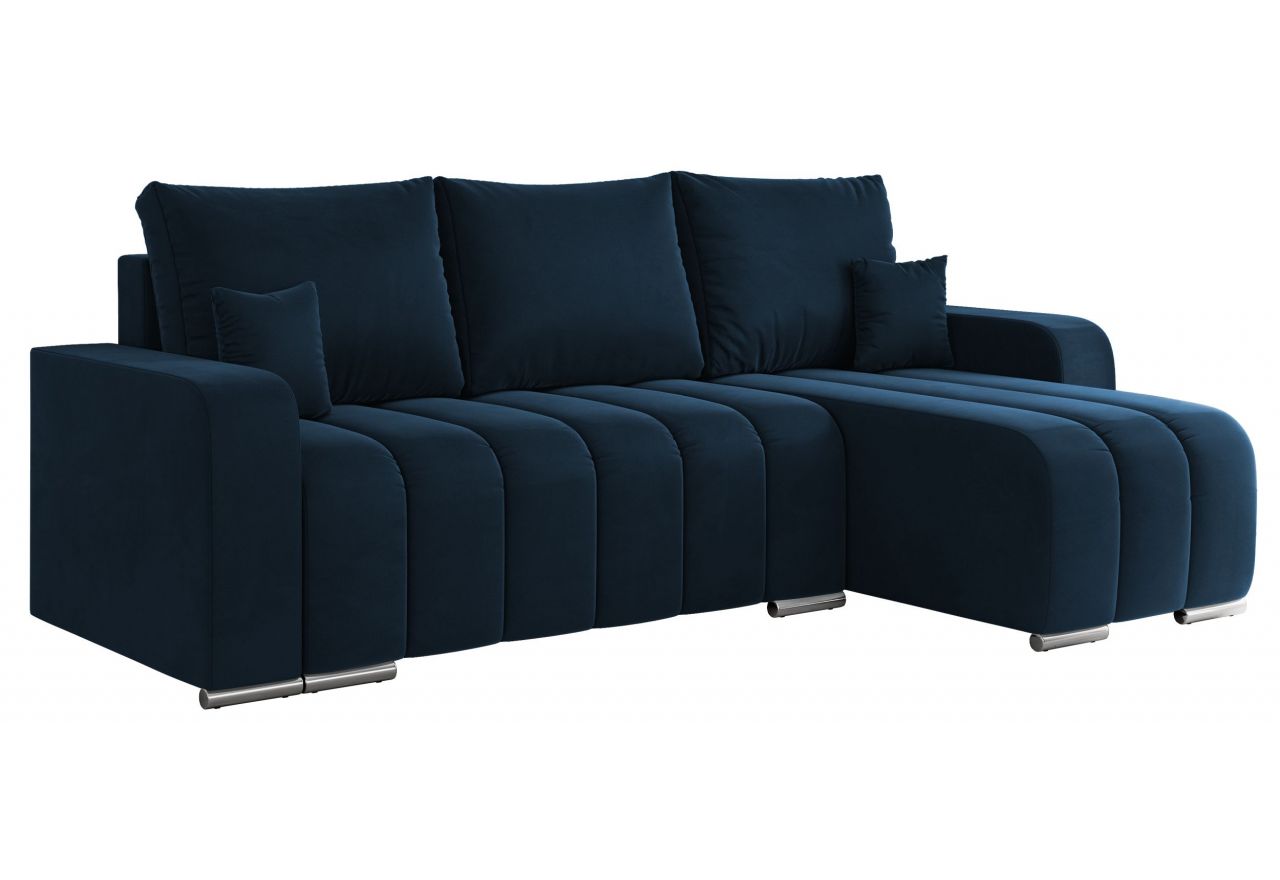 Narożnik KIRASSO L - uniwersalny - ciemnoniebieski, welwet