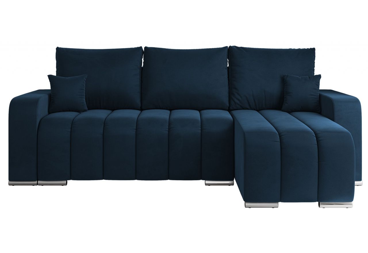 Narożnik KIRASSO L - uniwersalny - ciemnoniebieski, welwet