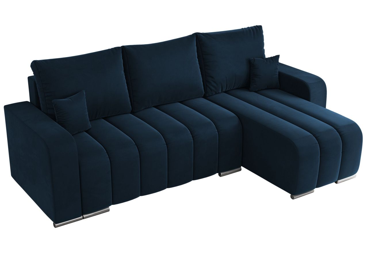 Narożnik KIRASSO L - uniwersalny - ciemnoniebieski, welwet