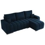 Narożnik KIRASSO L - uniwersalny - ciemnoniebieski, welwet
