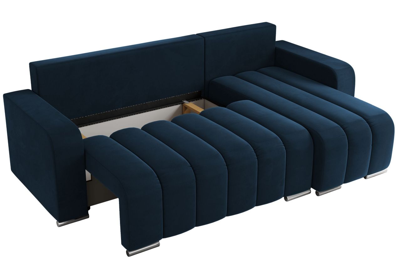 Narożnik KIRASSO L - uniwersalny - ciemnoniebieski, welwet