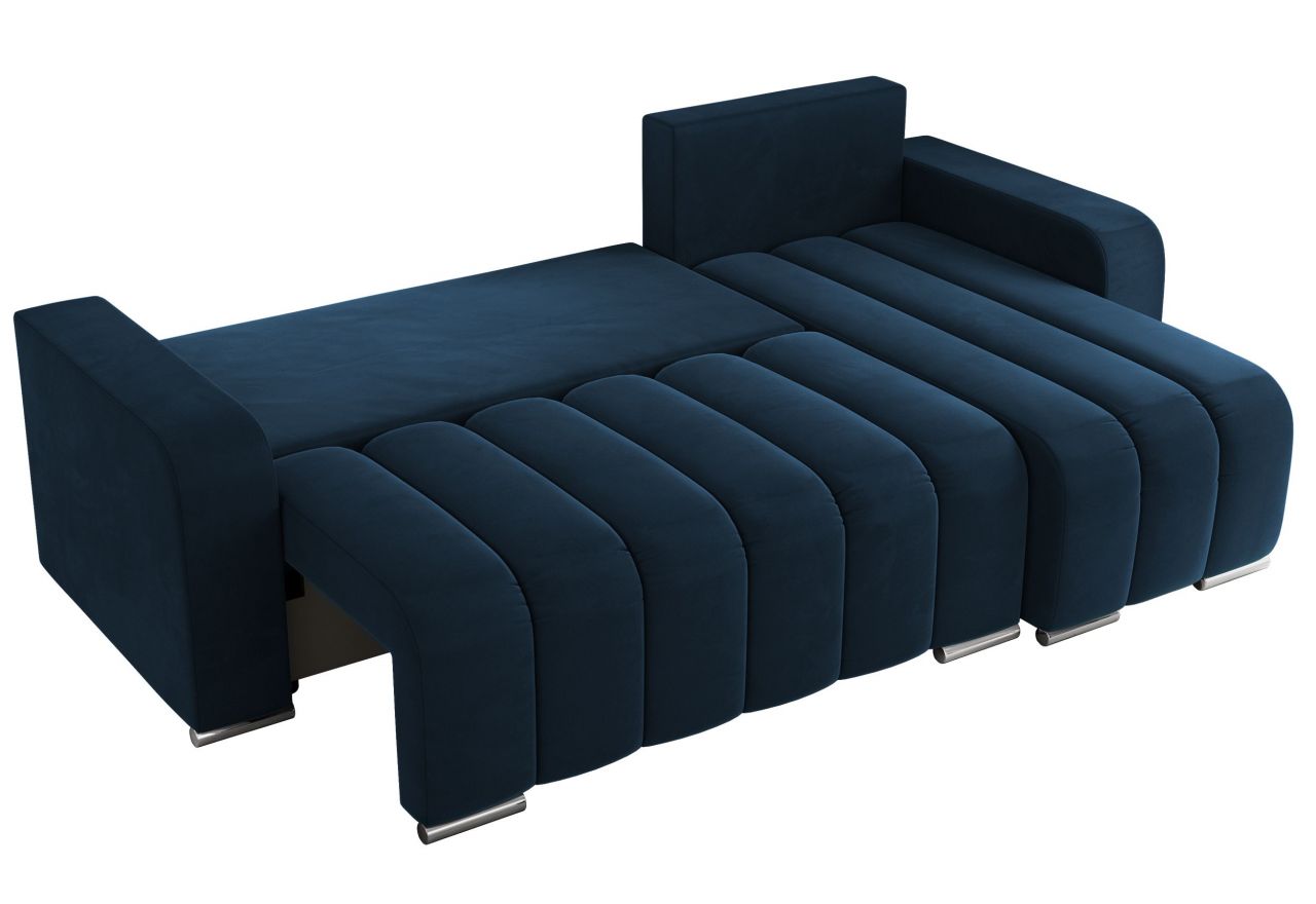 Narożnik KIRASSO L - uniwersalny - ciemnoniebieski, welwet