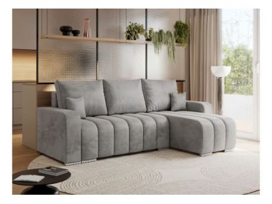 Narożnik KIRASSO L - uniwersalny - jasnoszary, welwet