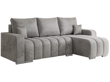 Narożnik KIRASSO L - uniwersalny - jasnoszary, welwet