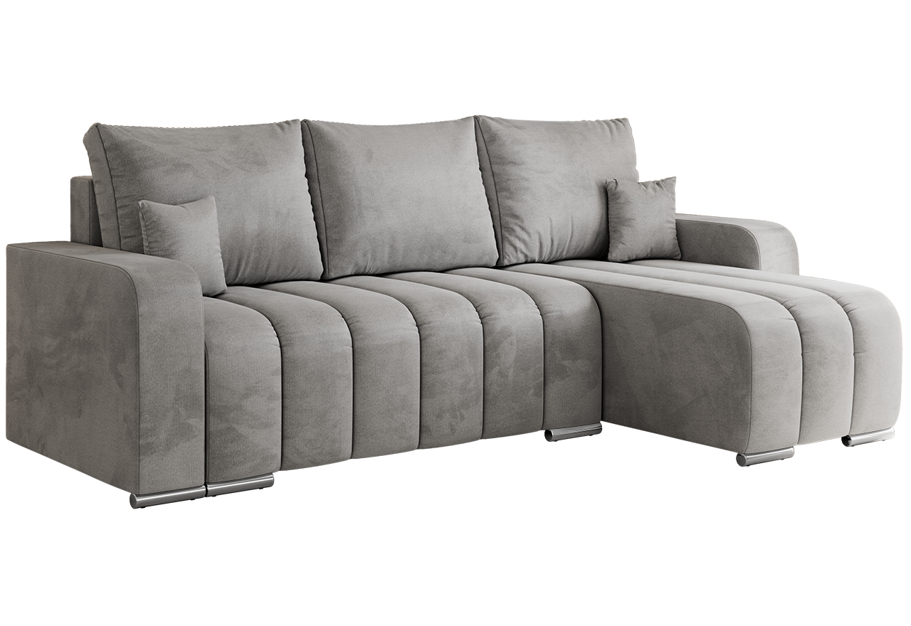 Narożnik KIRASSO L - uniwersalny - jasnoszary, welwet