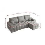 Narożnik KIRASSO L - uniwersalny - jasnoszary, welwet