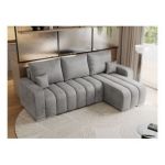 Narożnik KIRASSO L - uniwersalny - jasnoszary, welwet