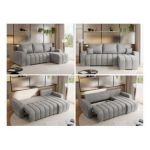 Narożnik KIRASSO L - uniwersalny - jasnoszary, welwet