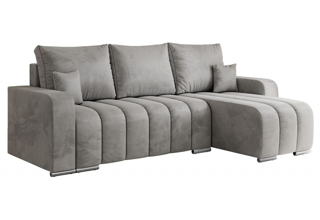 Narożnik KIRASSO L - uniwersalny - jasnoszary, welwet