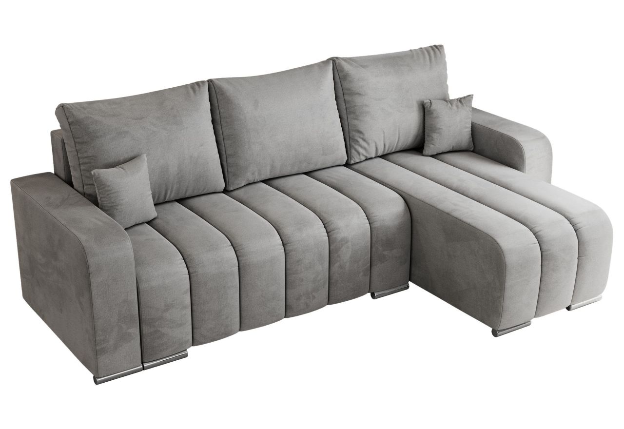 Narożnik KIRASSO L - uniwersalny - jasnoszary, welwet