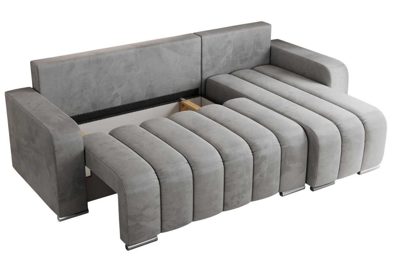 Narożnik KIRASSO L - uniwersalny - jasnoszary, welwet