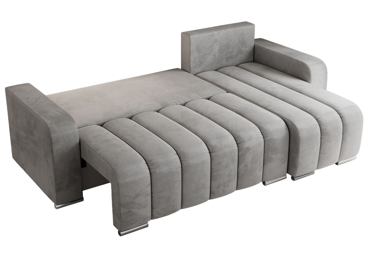 Narożnik KIRASSO L - uniwersalny - jasnoszary, welwet