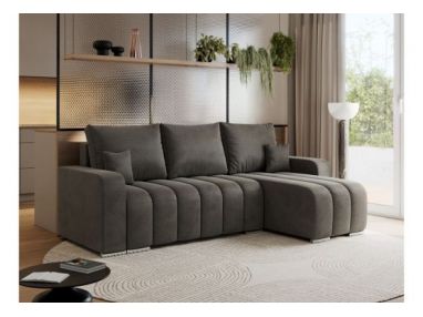 Narożnik KIRASSO L - uniwersalny - ciemnoszary, welwet