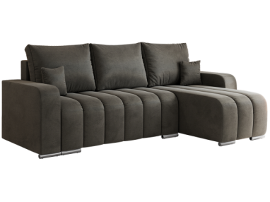 Narożnik KIRASSO L - uniwersalny - ciemnoszary, welwet