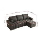 Narożnik KIRASSO L - uniwersalny - ciemnoszary, welwet