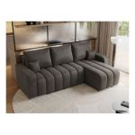 Narożnik KIRASSO L - uniwersalny - ciemnoszary, welwet