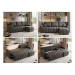 Narożnik KIRASSO L - uniwersalny - ciemnoszary, welwet