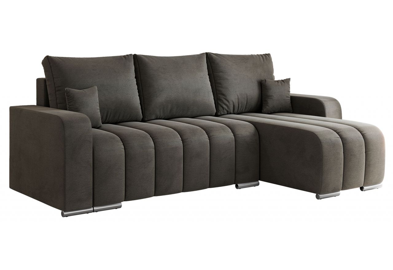 Narożnik KIRASSO L - uniwersalny - ciemnoszary, welwet