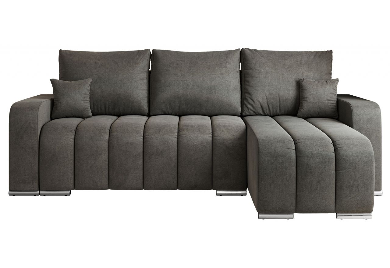 Narożnik KIRASSO L - uniwersalny - ciemnoszary, welwet