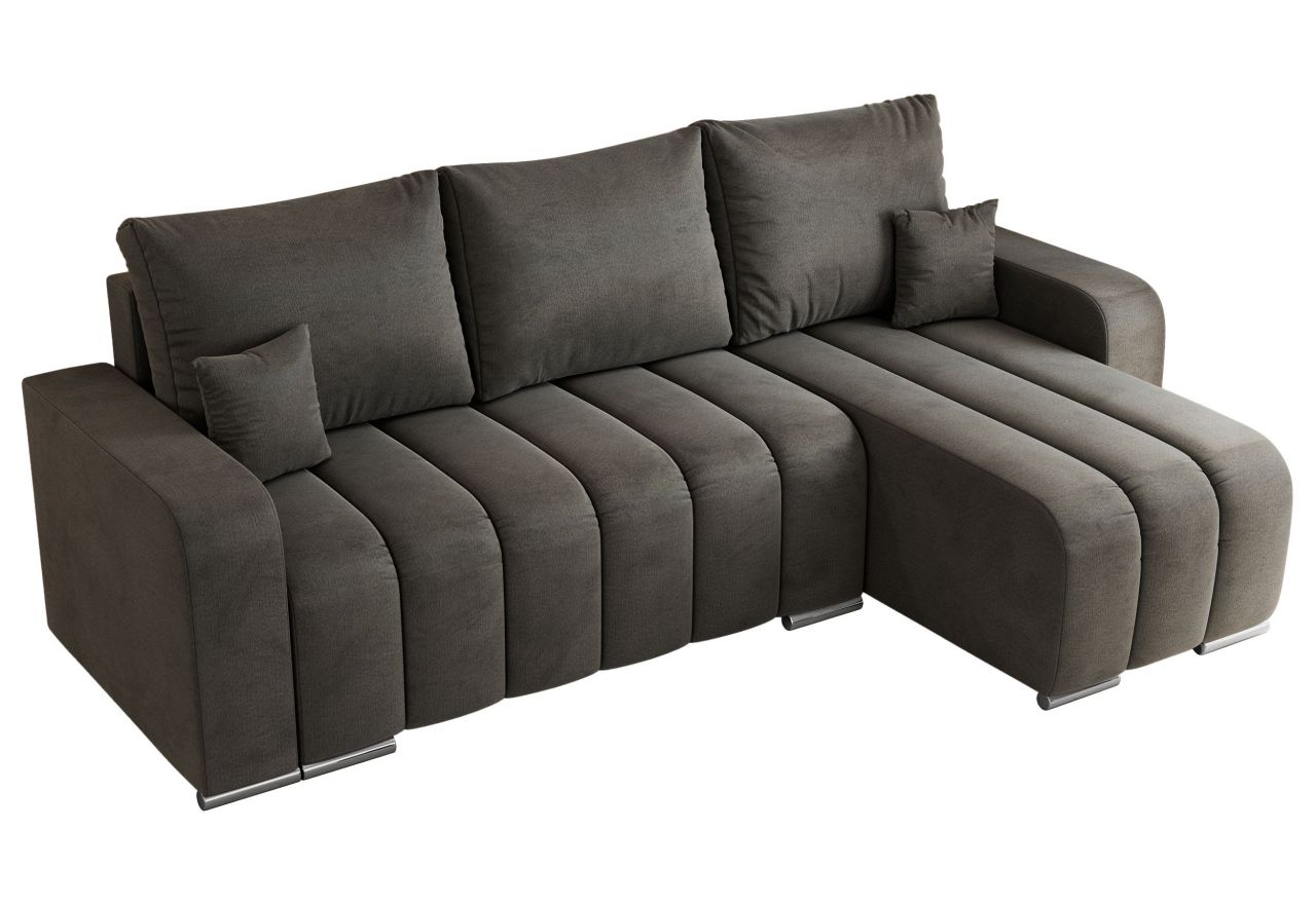 Narożnik KIRASSO L - uniwersalny - ciemnoszary, welwet