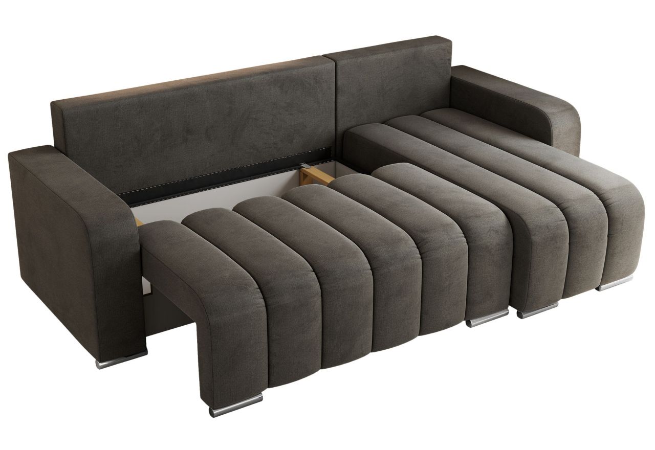 Narożnik KIRASSO L - uniwersalny - ciemnoszary, welwet