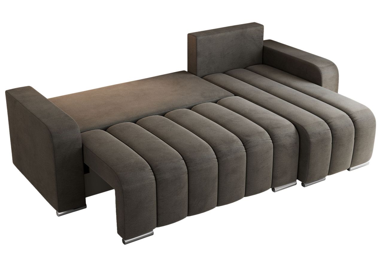 Narożnik KIRASSO L - uniwersalny - ciemnoszary, welwet