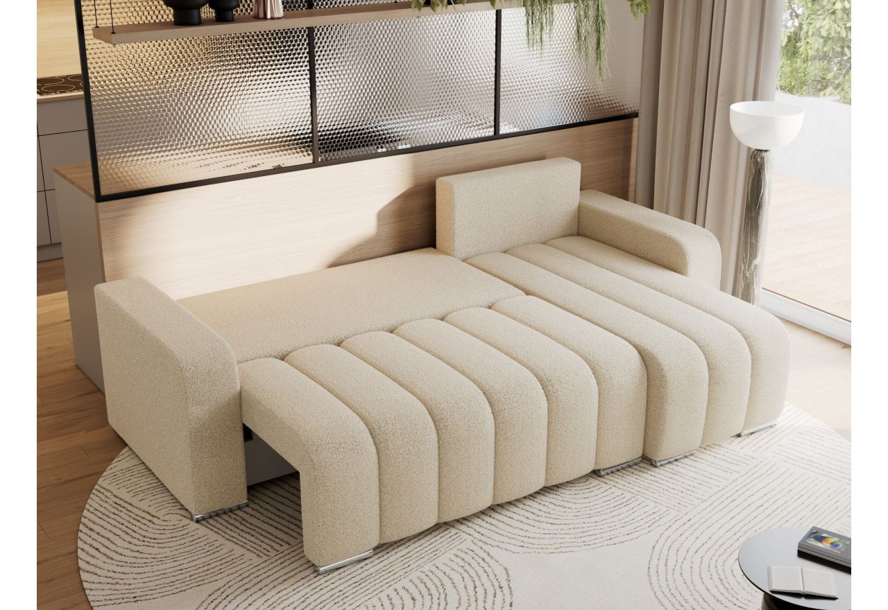 Narożnik KIRASSO L - uniwersalny - kremowy, boucle