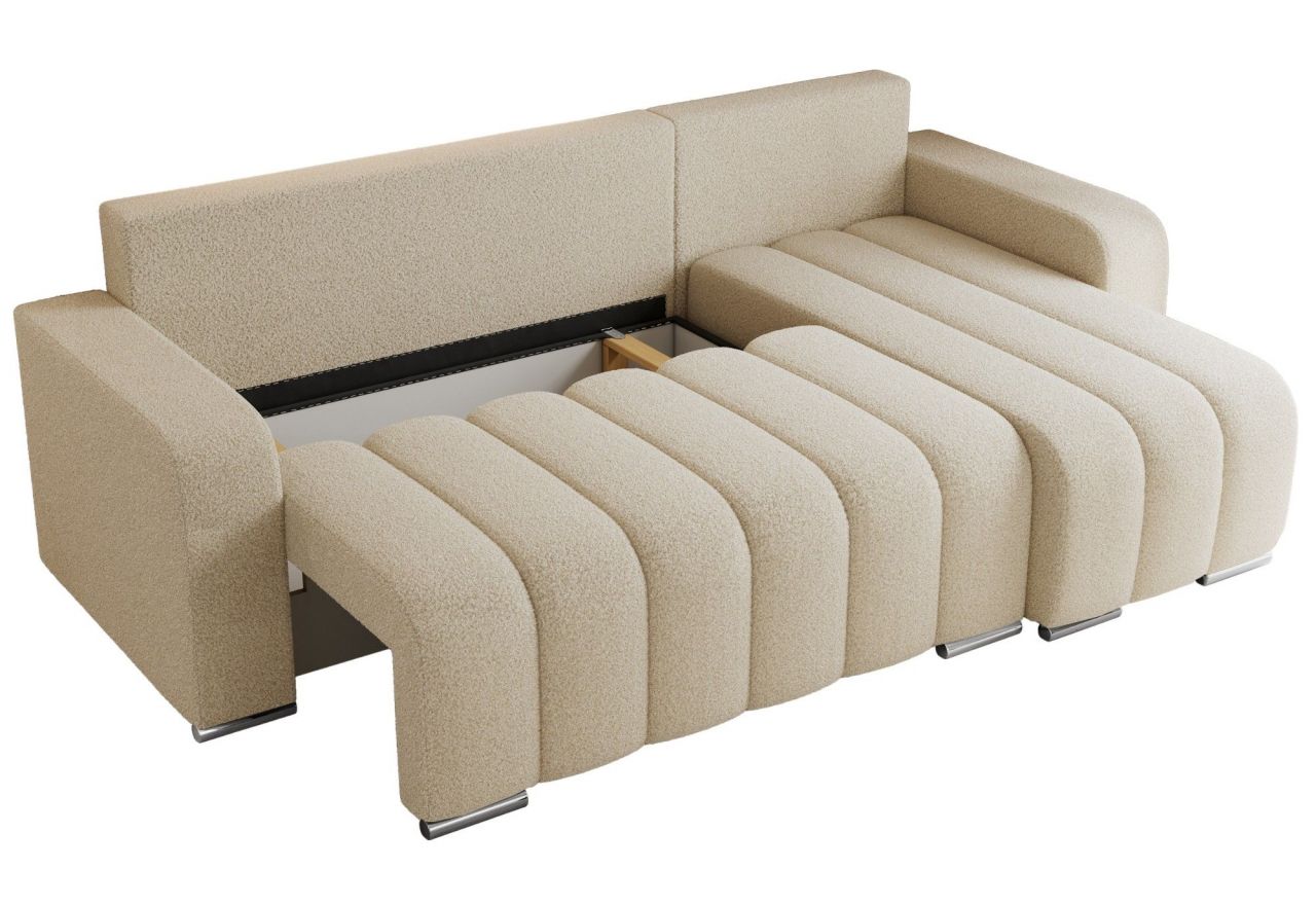 Narożnik KIRASSO L - uniwersalny - kremowy, boucle