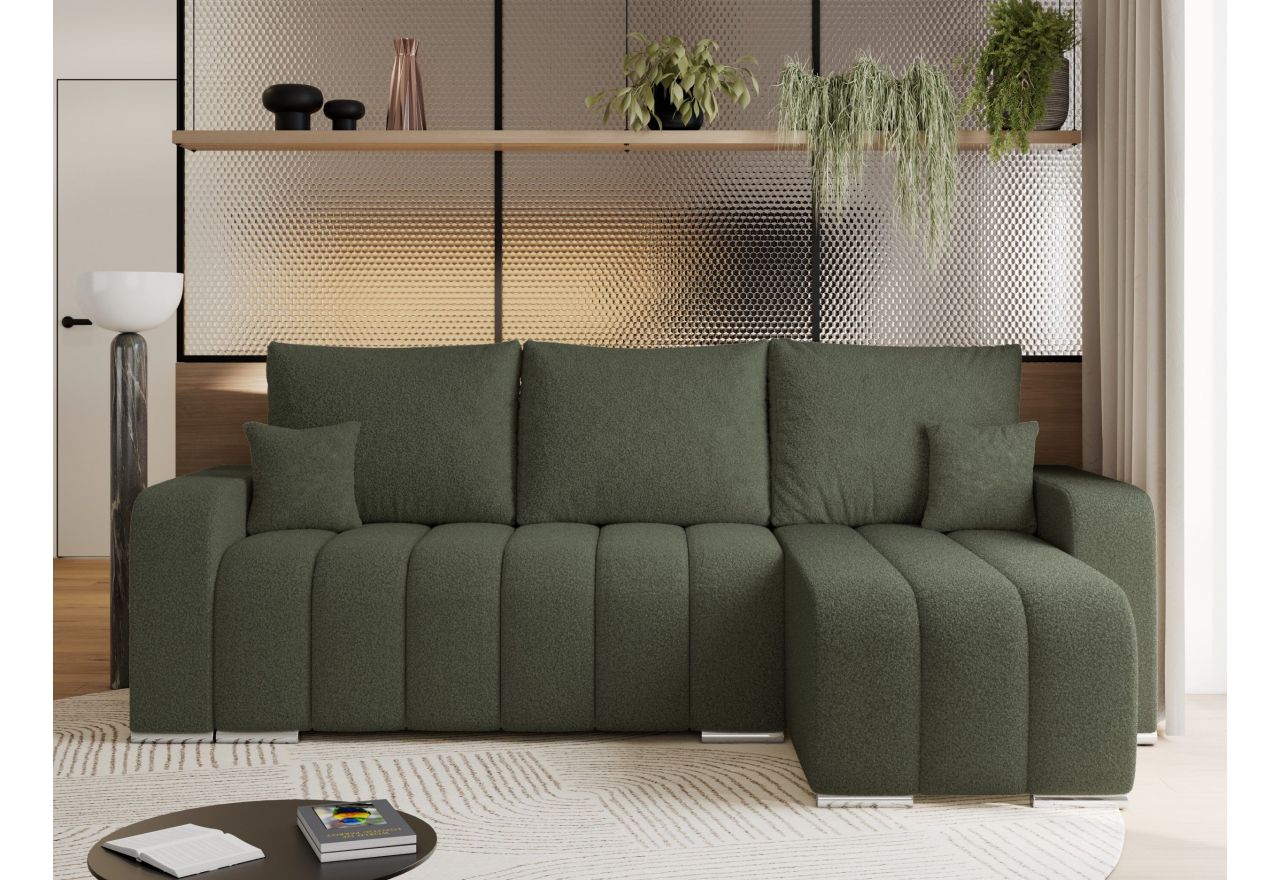 Narożnik KIRASSO L - uniwersalny - zielony, boucle