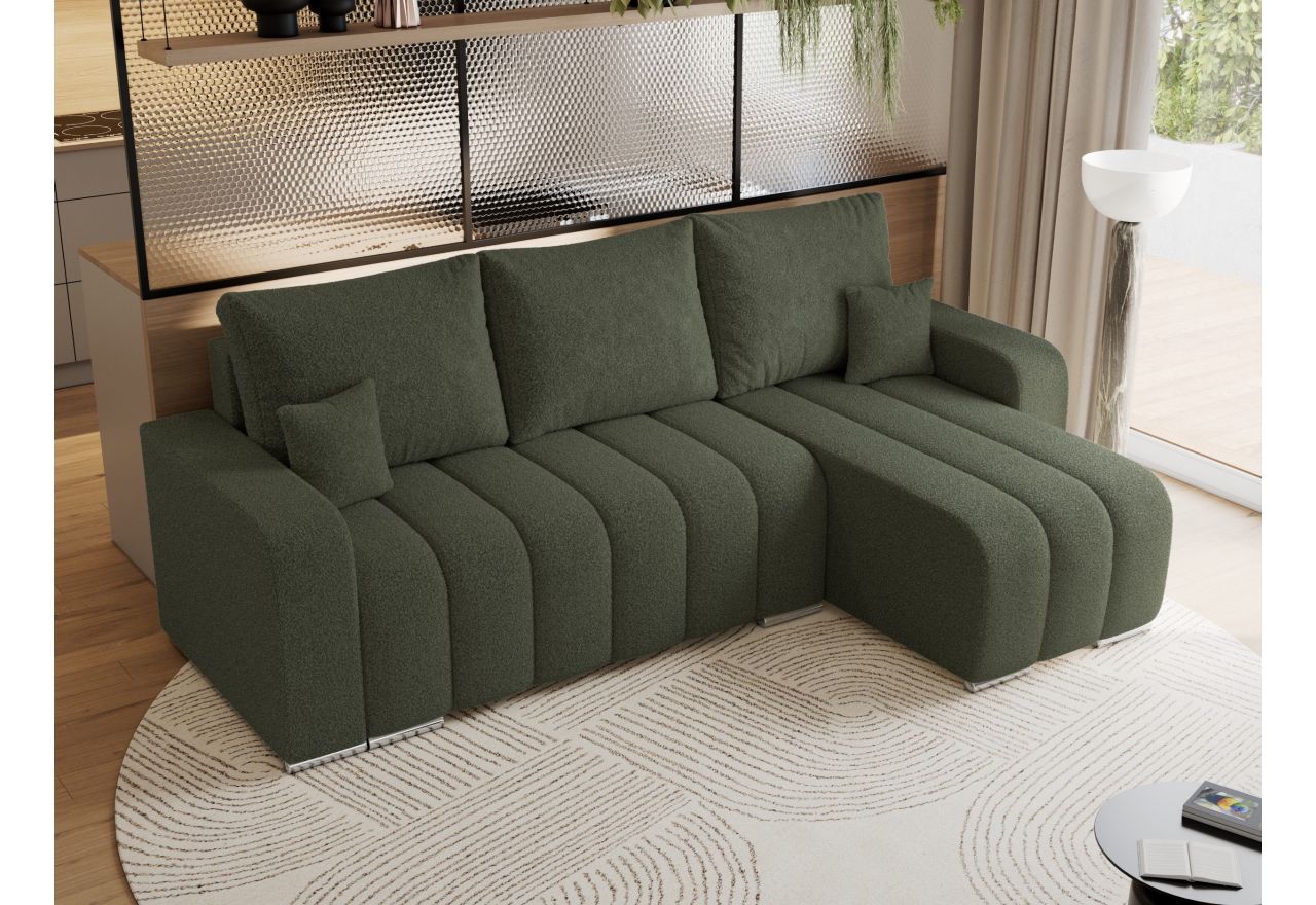 Narożnik KIRASSO L - uniwersalny - zielony, boucle