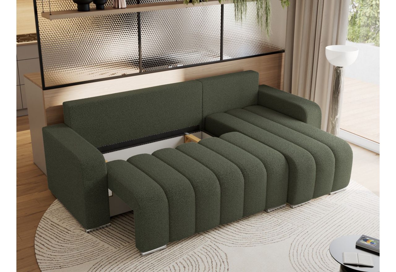 Narożnik KIRASSO L - uniwersalny - zielony, boucle