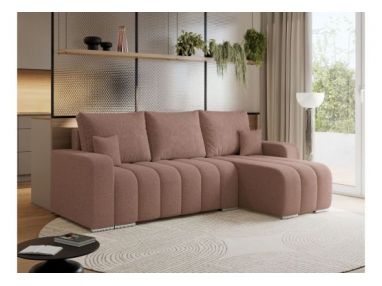 Narożnik KIRASSO L - uniwersalny - różowy, boucle