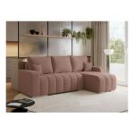 Narożnik KIRASSO L - uniwersalny - różowy, boucle