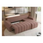 Narożnik KIRASSO L - uniwersalny - różowy, boucle