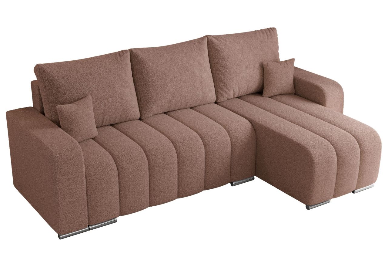 Narożnik KIRASSO L - uniwersalny - różowy, boucle