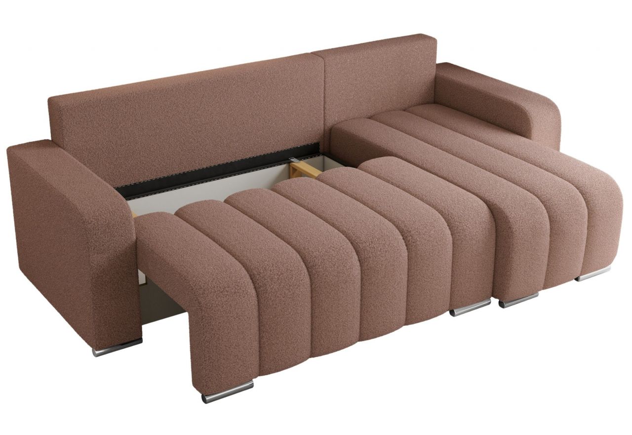 Narożnik KIRASSO L - uniwersalny - różowy, boucle