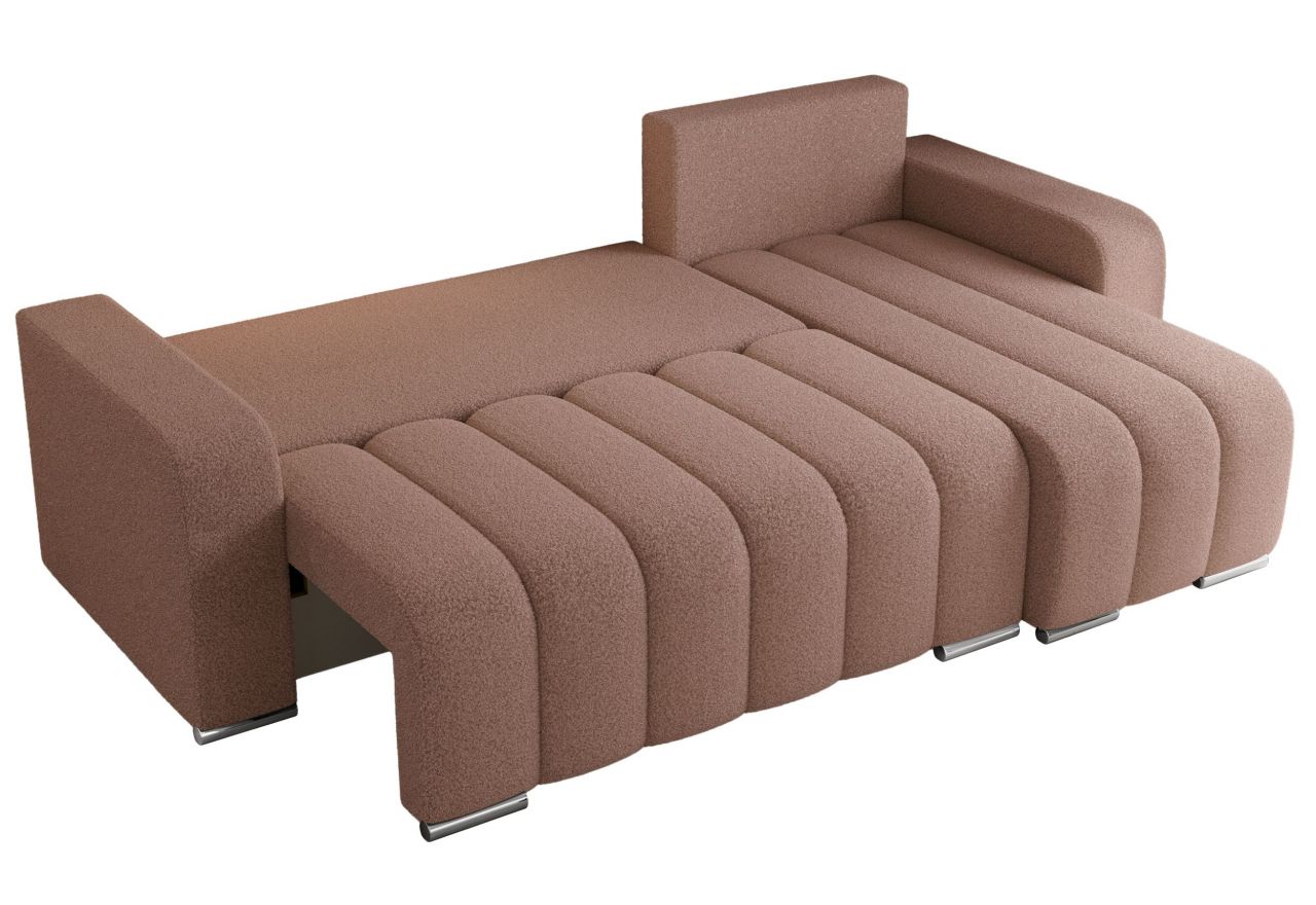 Narożnik KIRASSO L - uniwersalny - różowy, boucle