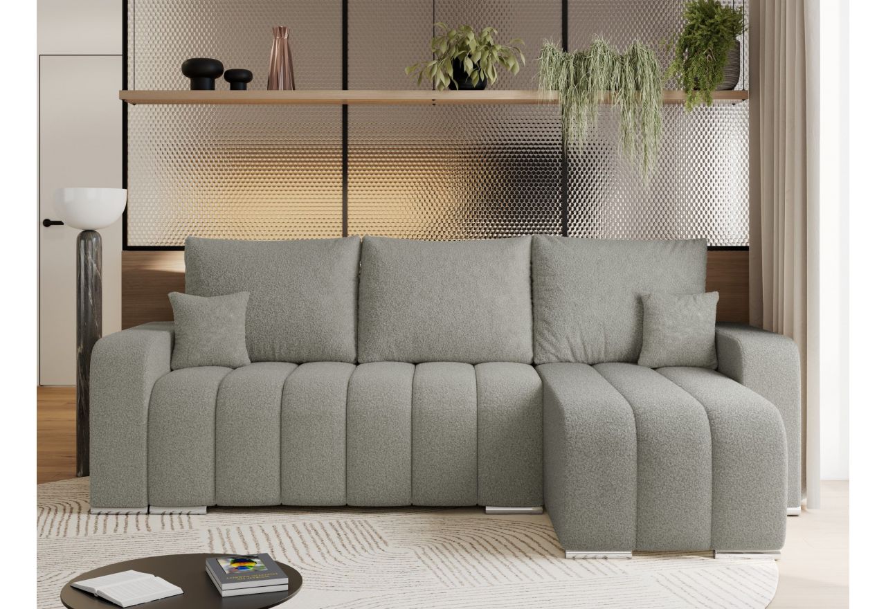 Narożnik KIRASSO L - uniwersalny - jasnoszary, boucle