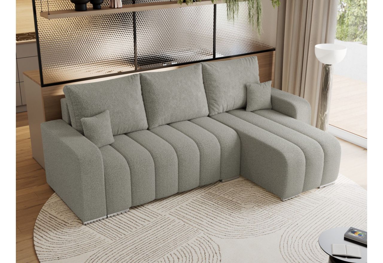 Narożnik KIRASSO L - uniwersalny - jasnoszary, boucle