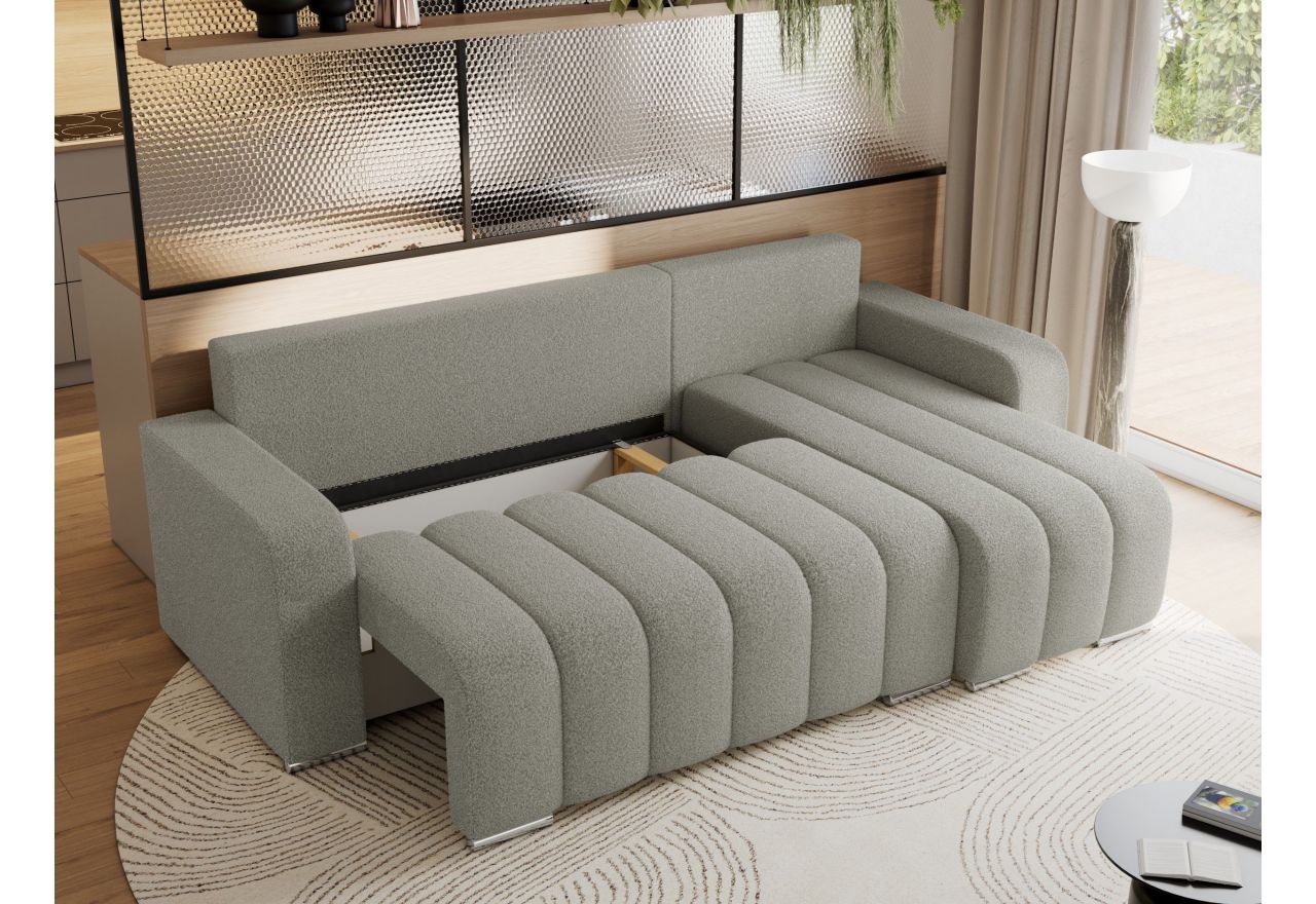 Narożnik KIRASSO L - uniwersalny - jasnoszary, boucle