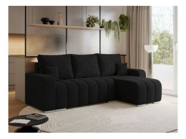 Narożnik KIRASSO L - uniwersalny - czarny, boucle