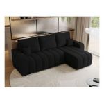 Narożnik KIRASSO L - uniwersalny - czarny, boucle