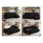 Narożnik KIRASSO L - uniwersalny - czarny, boucle