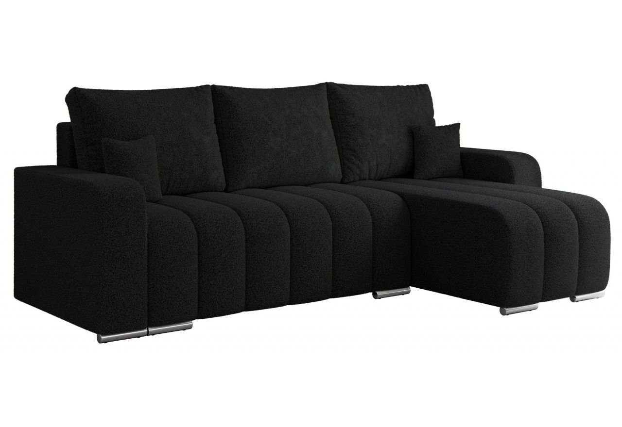 Narożnik KIRASSO L - uniwersalny - czarny, boucle