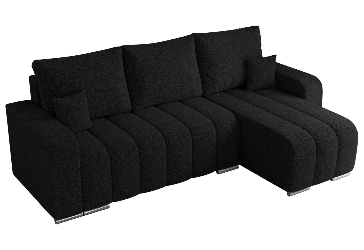 Narożnik KIRASSO L - uniwersalny - czarny, boucle