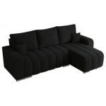 Narożnik KIRASSO L - uniwersalny - czarny, boucle