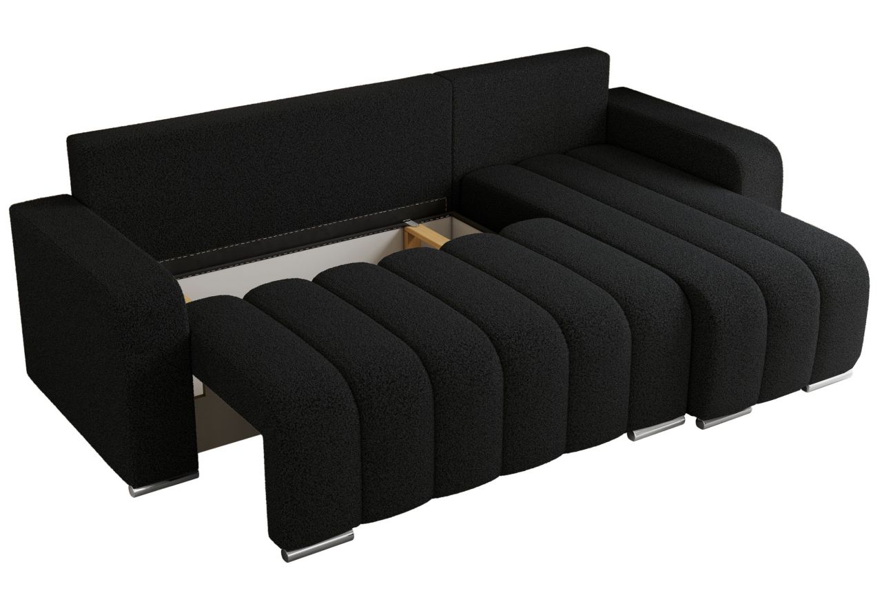 Narożnik KIRASSO L - uniwersalny - czarny, boucle