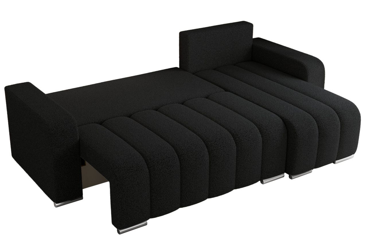 Narożnik KIRASSO L - uniwersalny - czarny, boucle