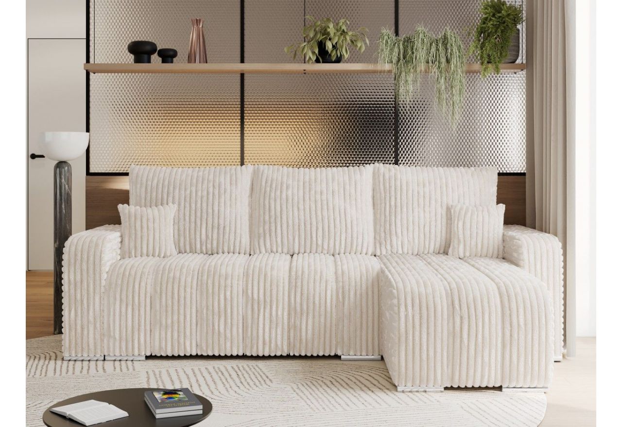 Narożnik KIRASSO L - uniwersalny - beżowy, sztruks